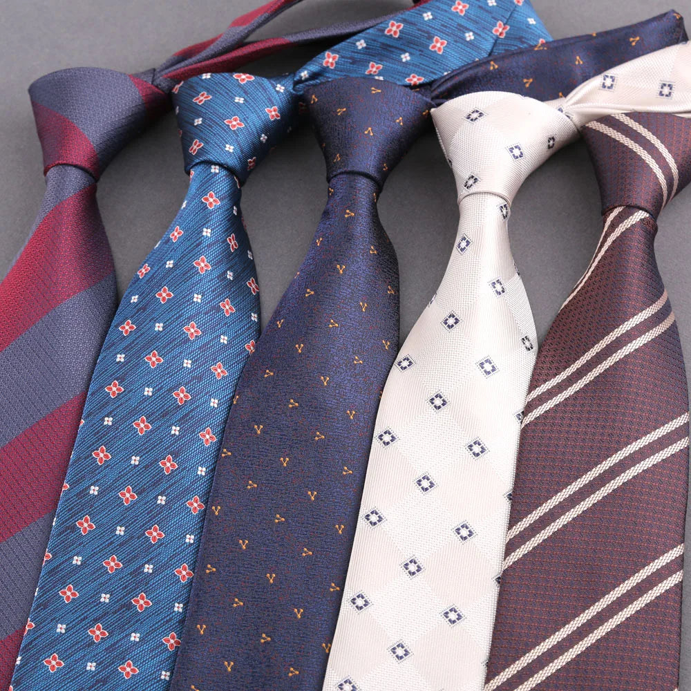 Luxury Mens 8CM Floral Dot Stripes Neck Tie For Man Groom Jacquard Woven Necktie For Business Wedding Party Accessories