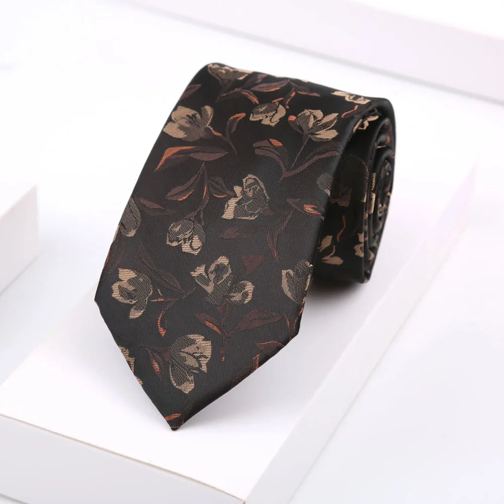 Luxury Mens 8CM Floral Dot Stripes Neck Tie For Man Groom Jacquard Woven Necktie For Business Wedding Party Accessories