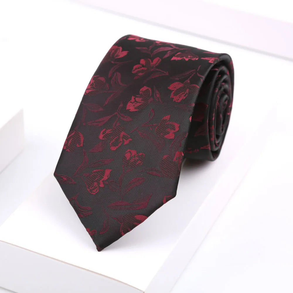 Luxury Mens 8CM Floral Dot Stripes Neck Tie For Man Groom Jacquard Woven Necktie For Business Wedding Party Accessories
