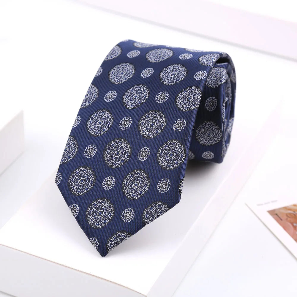 Luxury Mens 8CM Floral Dot Stripes Neck Tie For Man Groom Jacquard Woven Necktie For Business Wedding Party Accessories