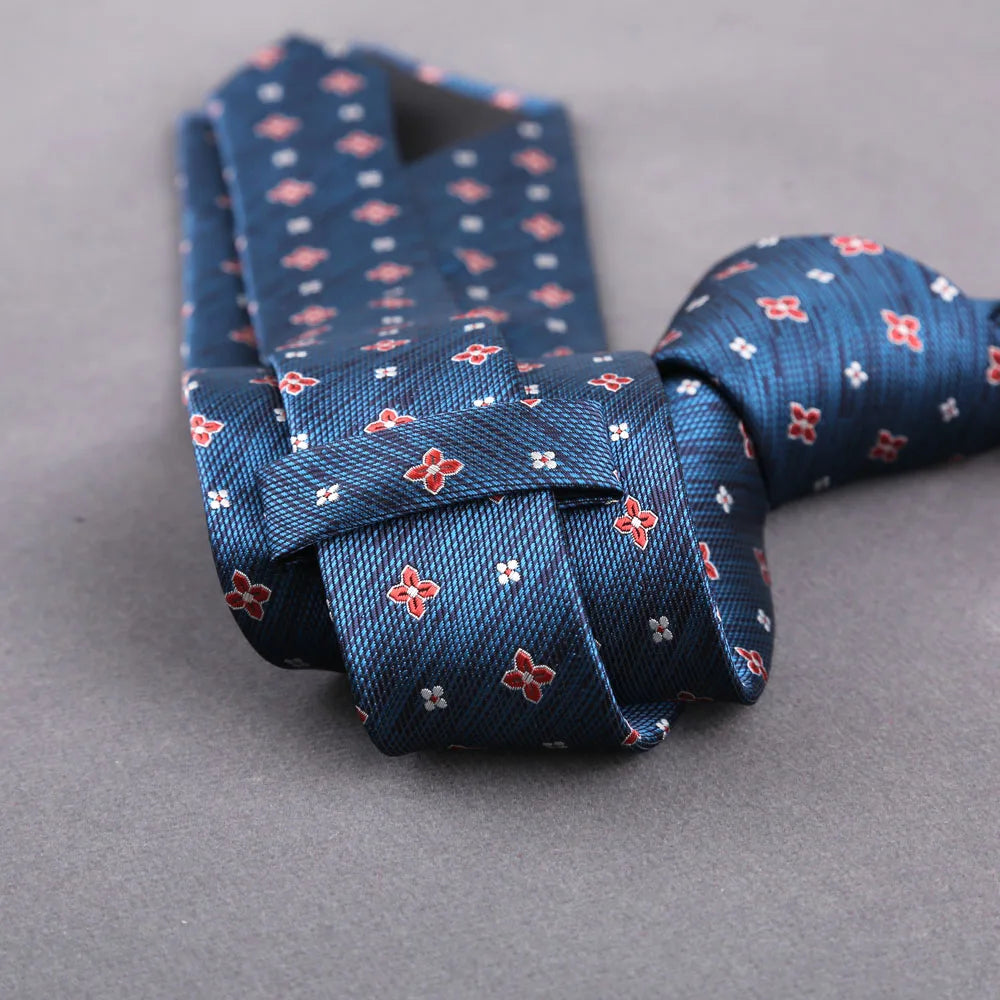 Luxury Mens 8CM Floral Dot Stripes Neck Tie For Man Groom Jacquard Woven Necktie For Business Wedding Party Accessories