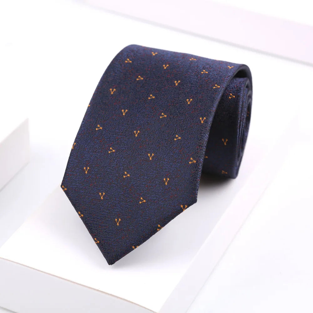 Luxury Mens 8CM Floral Dot Stripes Neck Tie For Man Groom Jacquard Woven Necktie For Business Wedding Party Accessories