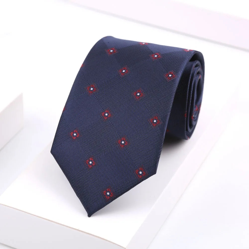 Luxury Mens 8CM Floral Dot Stripes Neck Tie For Man Groom Jacquard Woven Necktie For Business Wedding Party Accessories