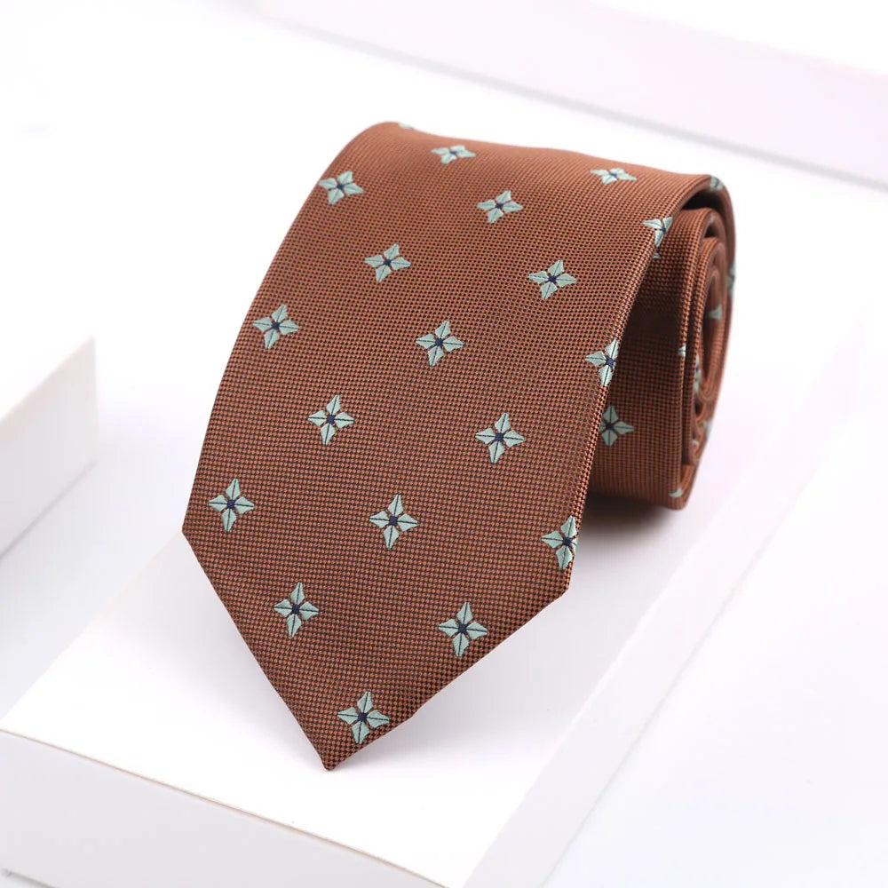 Luxury Mens 8CM Floral Dot Stripes Neck Tie For Man Groom Jacquard Woven Necktie For Business Wedding Party Accessories