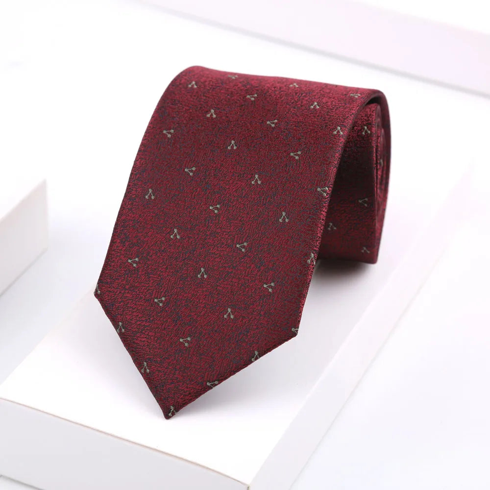 Luxury Mens 8CM Floral Dot Stripes Neck Tie For Man Groom Jacquard Woven Necktie For Business Wedding Party Accessories