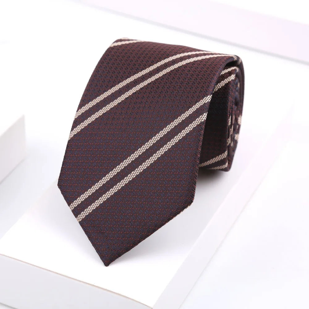 Luxury Mens 8CM Floral Dot Stripes Neck Tie For Man Groom Jacquard Woven Necktie For Business Wedding Party Accessories