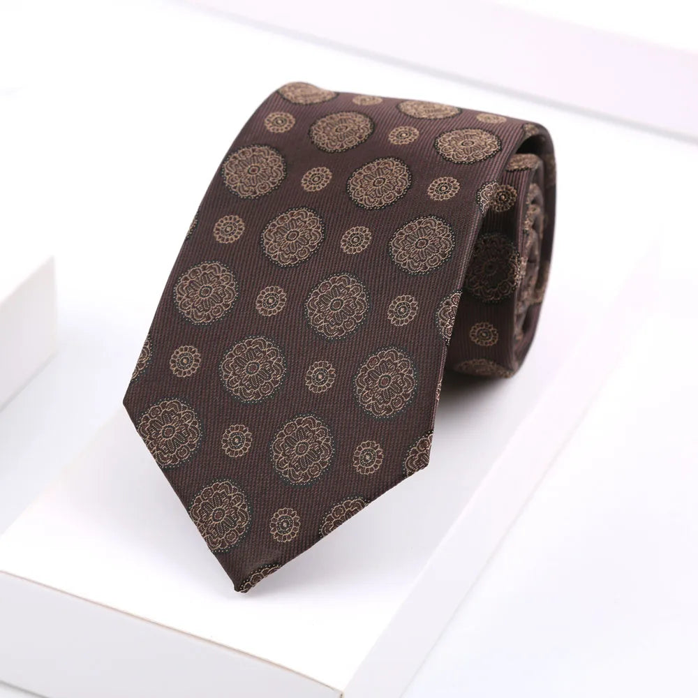 Luxury Mens 8CM Floral Dot Stripes Neck Tie For Man Groom Jacquard Woven Necktie For Business Wedding Party Accessories