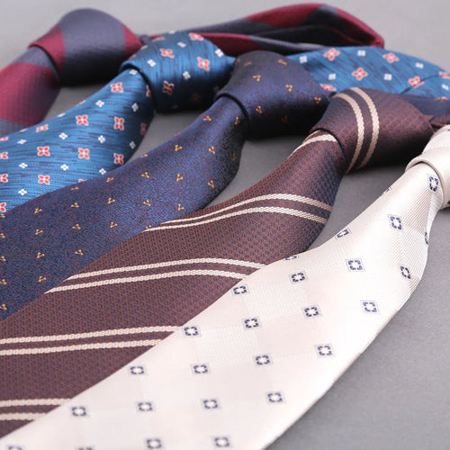 Luxury Mens 8CM Floral Dot Stripes Neck Tie For Man Groom Jacquard Woven Necktie For Business Wedding Party Accessories