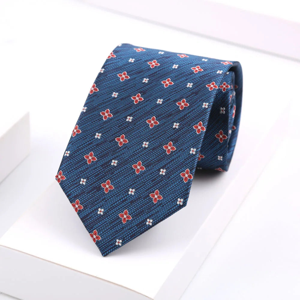 Luxury Mens 8CM Floral Dot Stripes Neck Tie For Man Groom Jacquard Woven Necktie For Business Wedding Party Accessories