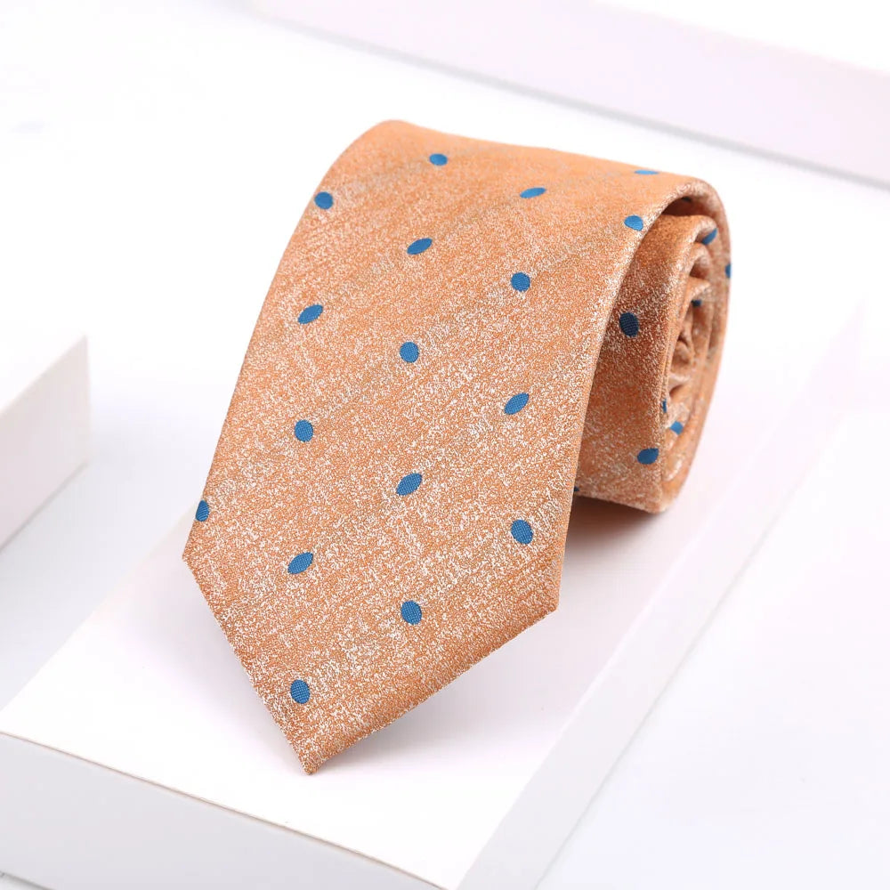 Luxury Mens 8CM Floral Dot Stripes Neck Tie For Man Groom Jacquard Woven Necktie For Business Wedding Party Accessories